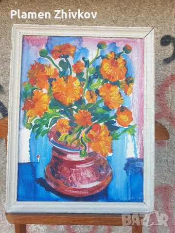 натурморд , рамкирана , масло 