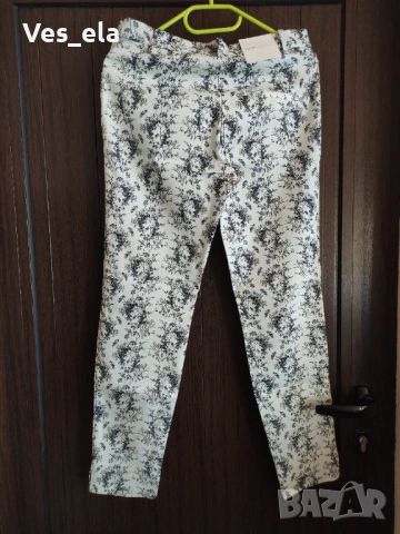 нов панталон тип клин в черно и бяло с еластичност H&M , снимка 2 - Панталони - 53569817