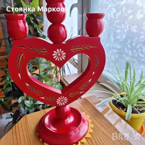 Дървен свещник за 3 свещи