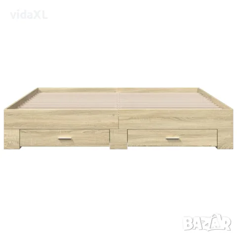 vidaXL Рамка за легло с чекмеджета, дъб сонома, 200x200 см, снимка 4 - Спални и легла - 56146856