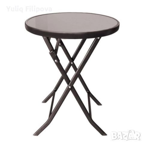 Маса Muhler D60xH74cm, сгъваема, стъклен плот