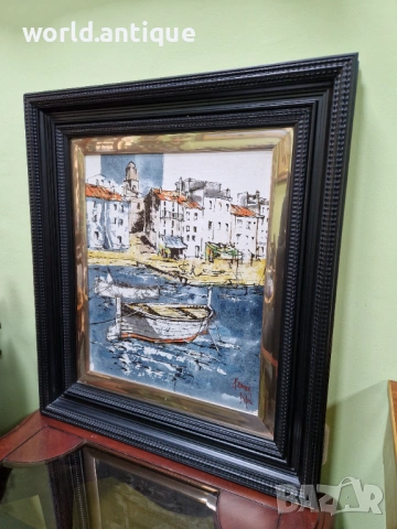 Уникална авторска майсторска испанска картина масло върху фазер , снимка 4 - Картини - 53285275