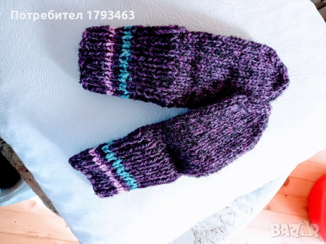 Ръчно плетени бебешки чорапи ,дължина на ходилото 12 см, снимка 2 - Бебешки чорапи - 39761695