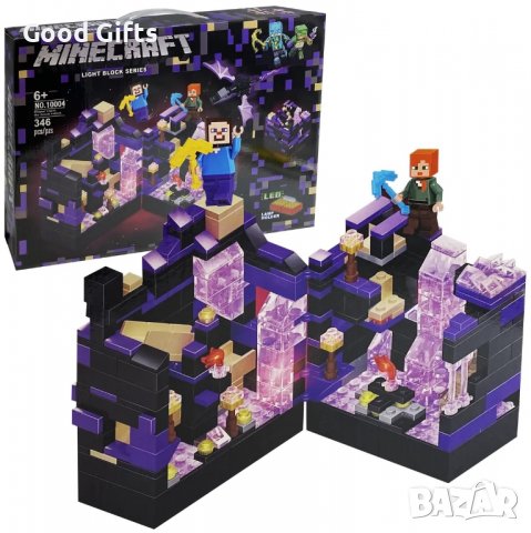Детски конструктор Майнкрафт Черната крепост със светещи LED елементи , 346 части 