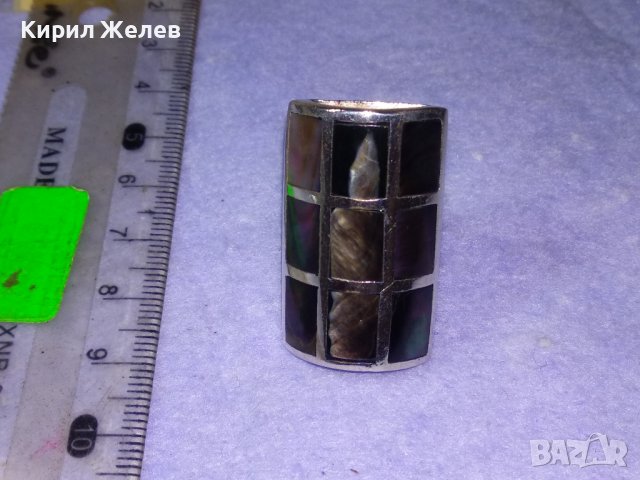 РАЗКОШЕН СЕДЕФЕН СРЕБЪРЕН ФЕШЪН АРТ ПРЪСТЕН СРЕБРО 925 с ЮВЕЛИРНО РЪЧНО ШЛИФОВАН КРАЛСКИ СЕДЕФ 39987, снимка 10 - Пръстени - 42612321