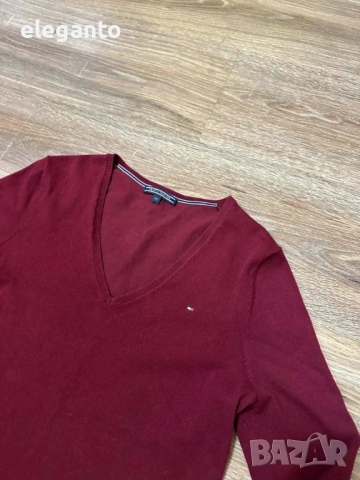 Дамски Вълнен пуловер Tommy Hilfiger дамски в бордо от лека материя , XS размер, снимка 4 - Блузи с дълъг ръкав и пуловери - 53801855