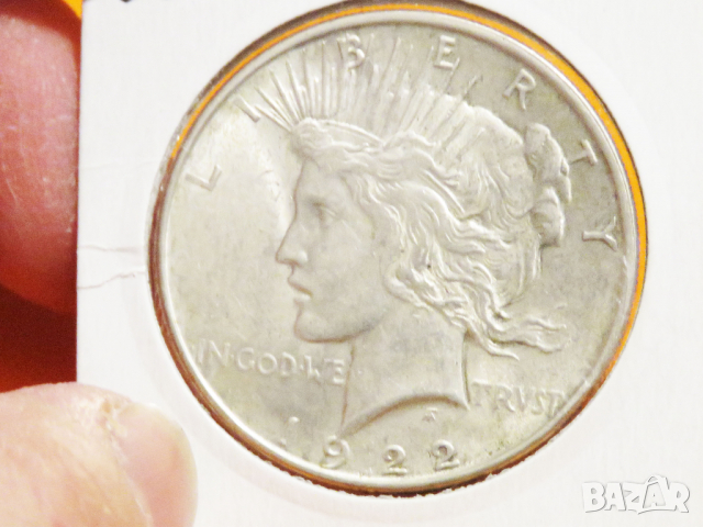 Много рядък голям сребърен  долар на мира, Peace dollar 1922 г.Philadelphia Mint, снимка 2 - Нумизматика и бонистика - 36118045