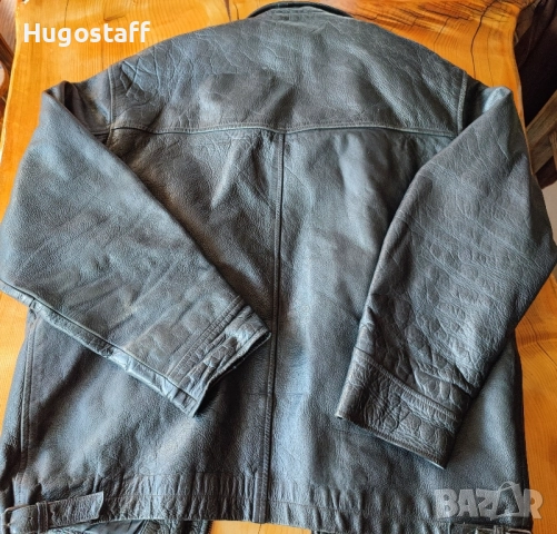 Винтидж черно спортно яке от конска кожа Л/Хл, снимка 2 - Якета - 52152480