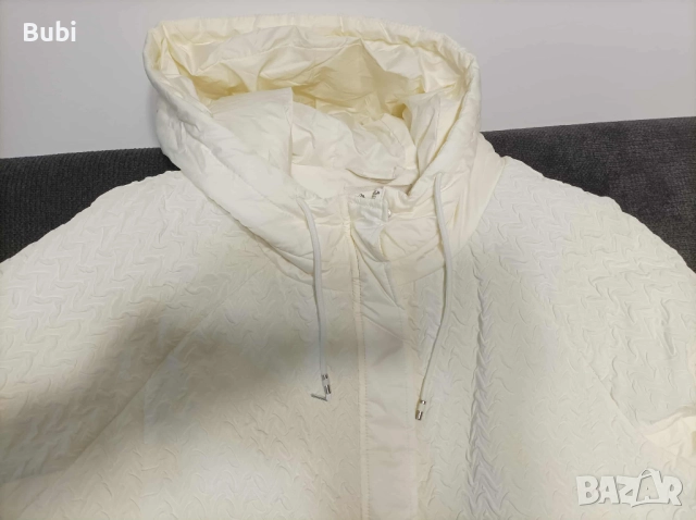 Плътно шушляково макси яке с ефектна горна част-шампанско НАМАЛЕНО , снимка 6 - Якета - 52006122