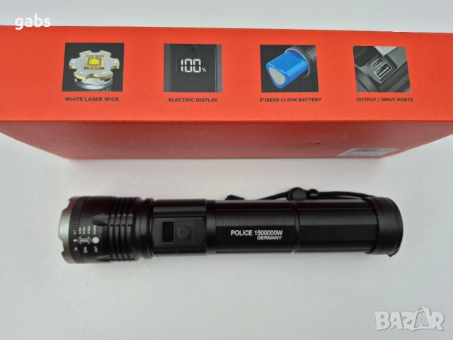 Мощен лазерен фенер POLICE BX-SP37,FLASH LIGHT,2000m, снимка 5 - Къмпинг осветление - 52479209
