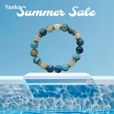 Гривна ръчна изработка - Blue , снимка 7 - Гривни - 51288086