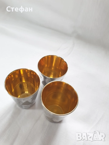 Посребрени чашки с позлата , снимка 2 - Антикварни и старинни предмети - 51941604