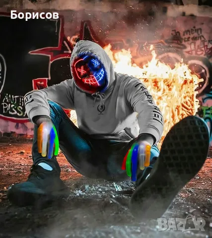 Светеща LED маска за Хелоуин AnanBros, снимка 2 - Други - 55851745
