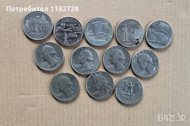 34 монети US QUARTER DOLLAR +10 монети FIVE CENTS, снимка 3 - Нумизматика и бонистика - 53380631