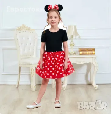 Детски костюм Minnie Mouse Disney, рокля Мини Маус и диадема с ушички и панделка, 150 см, снимка 4 - Детски комплекти - 47767687