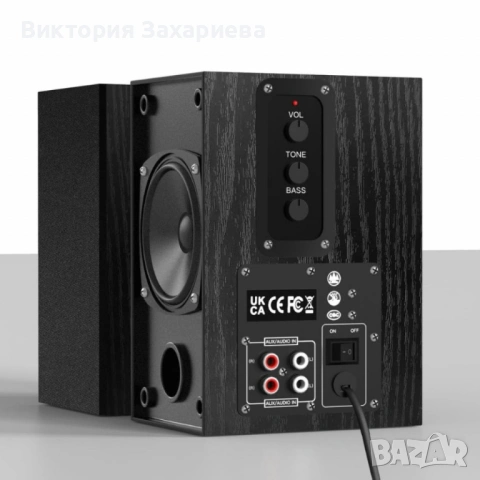 Комплект активни стерео колони Elimavi BT-04 30W с 4" говорители и тон контрол (настолни/рафтови), снимка 3 - Тонколони - 53089532