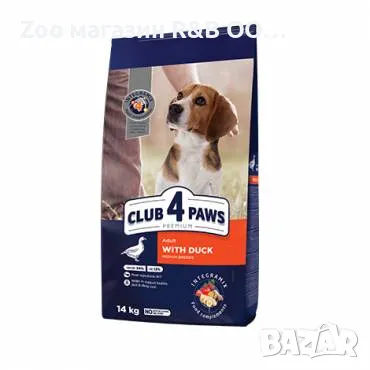 CLUB 4 PAWS PREMIUM за кучета от средни породи с патешко 14 кг.