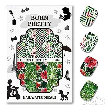 Тропически листа каркаде шарки BPY32 born prertty татос ваденки водни стикери слайдери за нокти, снимка 2 - Продукти за маникюр - 41542046