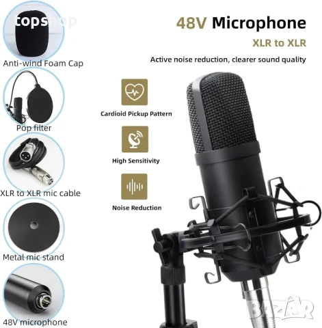 Нов пакет оборудване за подкаст, 48V XLR микрофон за подкаст, програма за  гласови ефекти..., снимка 6 - Микрофони - 50502044