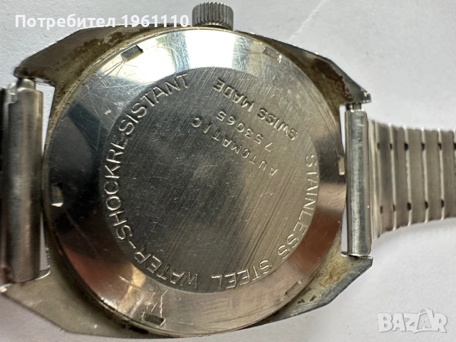 Swiss made. Винтидж Рядък мъжки часовник BWC 25 камъка, автоматичен, изцяло от стомана , снимка 3 - Антикварни и старинни предмети - 53722762