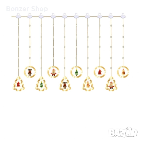 Светещ коледен гирлянд с рингове и малки коледни фигурки, снимка 7 - Декорация за дома - 52696723