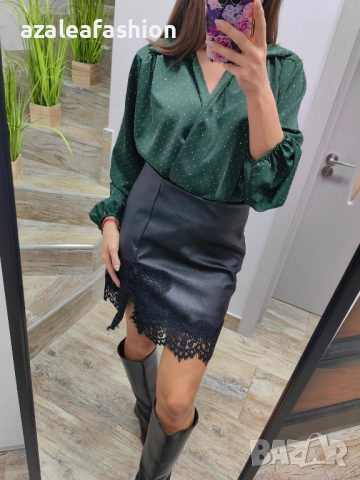 Дамски сет боди с кожена пола, снимка 5 - Комплекти - 52864262