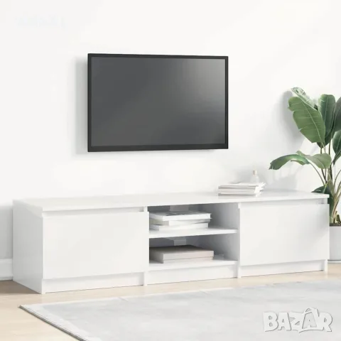 vidaXL ТВ шкаф, бял гланц, 140x40x35,5 см, инженерно дърво, снимка 2 - Шкафове - 56147773