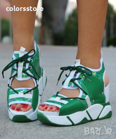 Сандали на платформа - зелени - K83