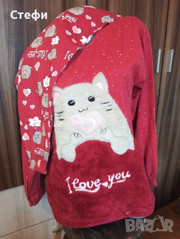 Дамска пижама с пухкаво коте XL и 2XL, снимка 2 - Пижами - 52676335