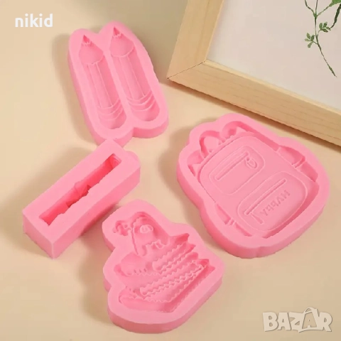 училище раница молив книга книги свитък завършване силиконов молд форма фондан шоколад гипс декор, снимка 3 - Форми - 51648059