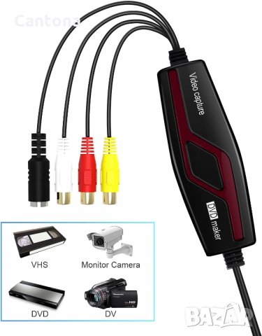 USB адаптер за редактиране и запис на аналогово аудио и видео, RCA S - Video, DVD Maker, снимка 2 - Чанти, стативи, аксесоари - 35974841