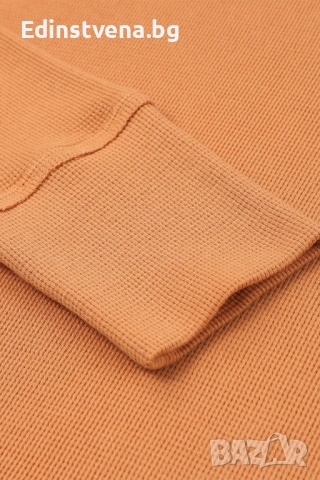 Дамска блуза в оранжево с дълъг ръкав и деколте тип хенли, снимка 9 - Блузи с дълъг ръкав и пуловери - 53069792