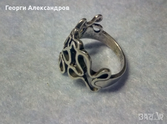 Нежен Флорален СРЕБЪРЕН ПРЪСТЕН Сребро 925 стилен Ажурен АРТ Модел, снимка 4 - Пръстени - 52688884