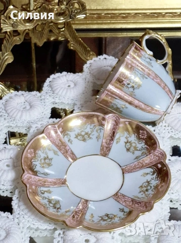 *Aynsley* Антикварен сет 🌿Чаша с чинийка , снимка 4 - Антикварни и старинни предмети - 53288361