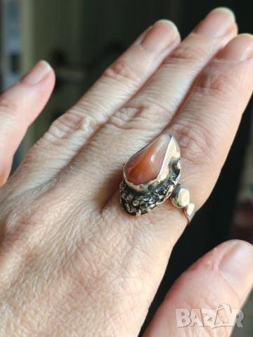 Авторска изработка масивен сребърен пръстен с карнеол, снимка 9 - Пръстени - 36523367