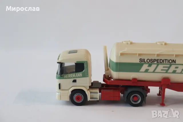 HERPA H0 1/87 SCANIA СИЛОЗ ЦИСТЕРНА МОДЕЛ КОЛИЧКА КАМИОН, снимка 2 - Колекции - 49934512