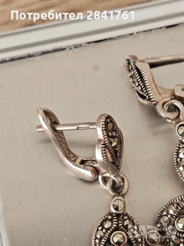 Сребърни обеци с камъни, снимка 12 - Обеци - 50706464