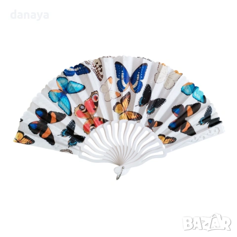 6452 Сгъваемо дамско ветрило с пеперуди за разхлаждане и подарък, снимка 3 - Други - 53673727