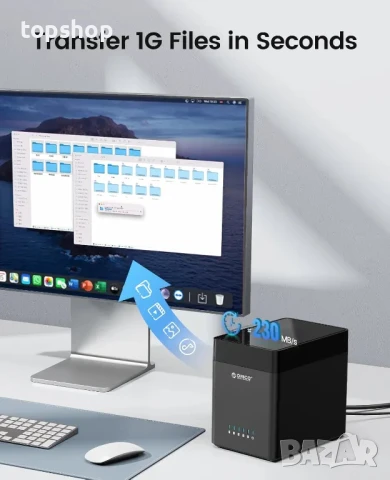 Нова, тествана докинг станция ORICO 5 Bay с 5 слота до 90tb, снимка 6 - Друга електроника - 50503405