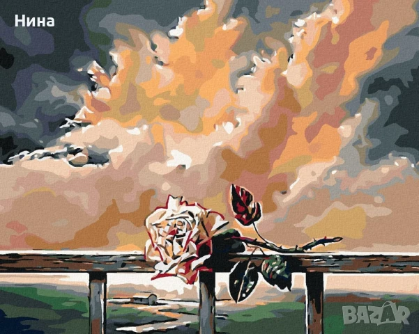 Комплект за рисуване по номера Rose, ZUTY, памучно платно върху дървена рамка, 3 четки и бои, снимка 2 - Рисуване и оцветяване - 51181984