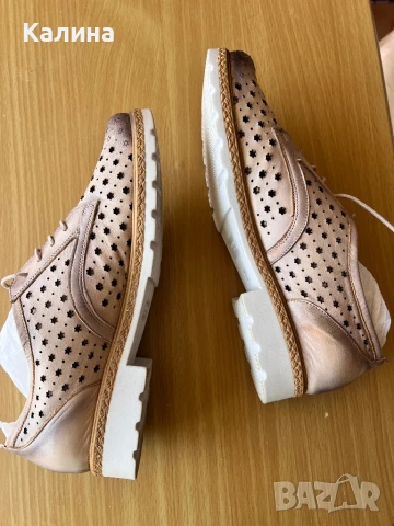 Естествена кожа пролетни / есенни перфорирани обувки , снимка 3 - Дамски ежедневни обувки - 50891588