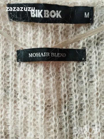 BIK BOK мохер и вълна, дълга дамска жилетка, цвят пудра, снимка 3 - Жилетки - 47546775