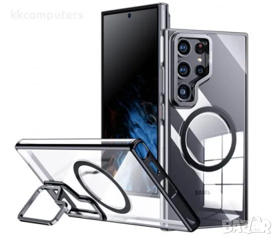 Калъф PVC Wlons Shield Magsafe / стойка на камера / Черна рамка / за Samsung Galaxy S24 Баркод : 312