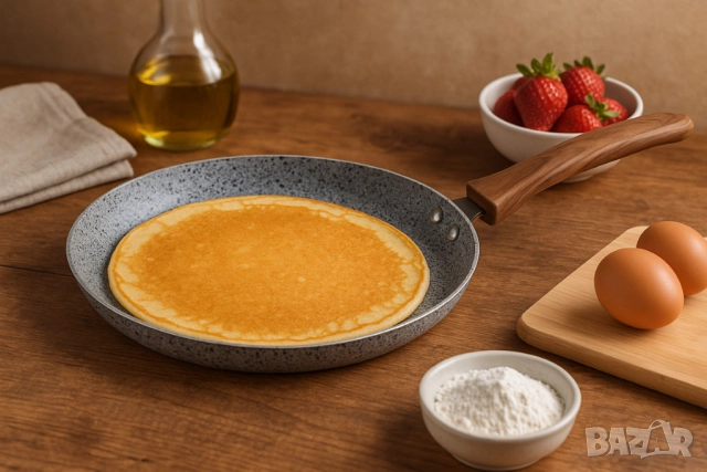 Тиган за палачинки Voltz Siena, Мраморно каменно керамично покритие, Светло сив