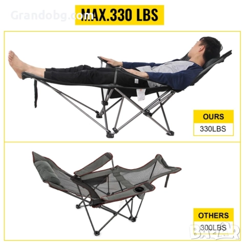 Сгъваем преносим стол WerkBull в 3 цвята с възглавница и поставка за телефон до 140кг за плаж и къмп, снимка 5 - Столове - 52108879