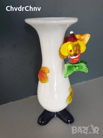 Murano 25см/стара италианска стъклена ваза-клоун от Мурано стъкло