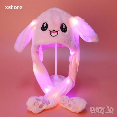 Подвижна шапка зайче с мърдащи се уши и LED светлини, снимка 10 - Други - 52796231