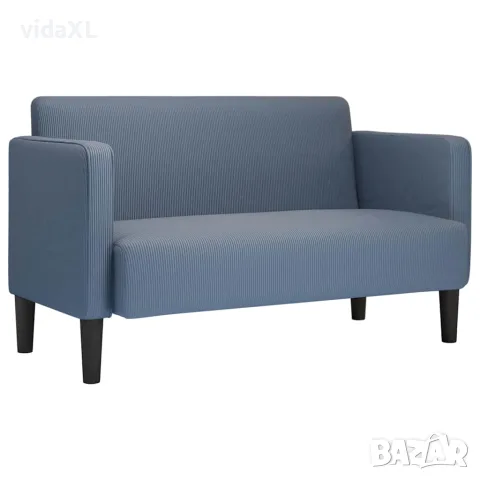 vidaXL Диван с мека мебел, син, 109 см, велурена тъкан