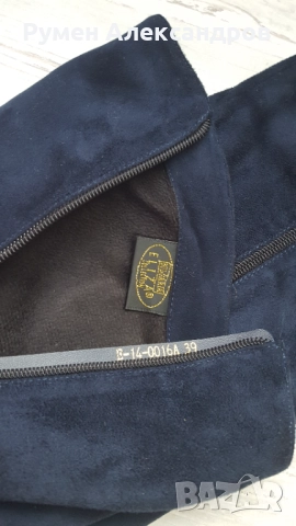 Тъмно сини велурени дамск високи ботуши ELIZA р-р 39, снимка 11 - Дамски ботуши - 52793370