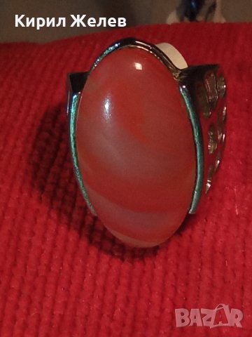 КРАСИВ НОВ ФЕШЪН АРТ ПОСРЕБРЕН СКЪПОЦЕНЕН ПРЪСТЕН с ЮВЕЛИРНО ШЛИФОВАН и ПОЛИРАН КАМЪК АХАТ 26607, снимка 11 - Пръстени - 36393684